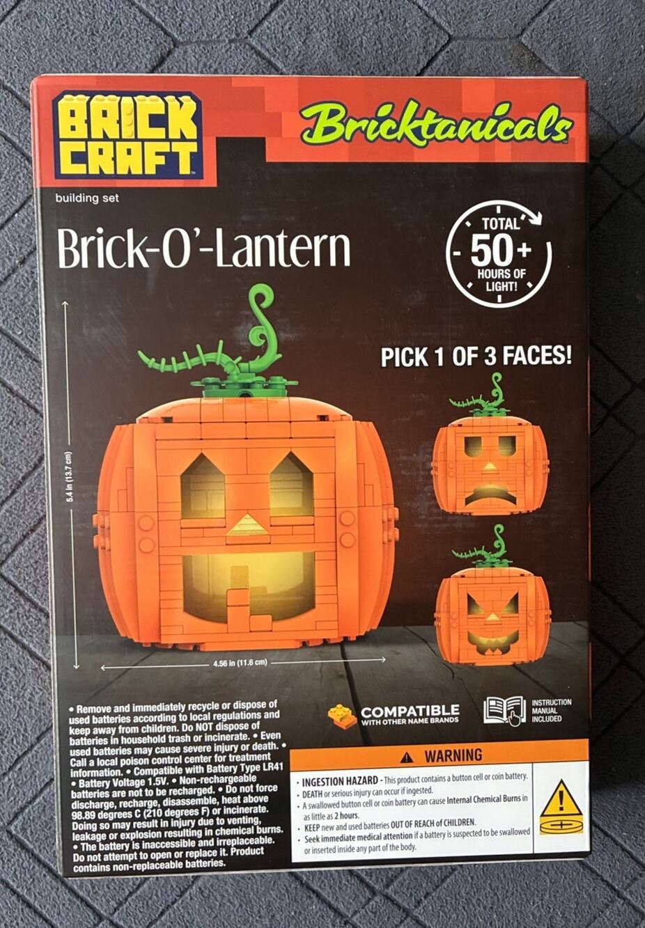 BrickCraft Brick-O'-Lantern 233pcs Light-Up 2 Flicker Bricks 8+ 72427